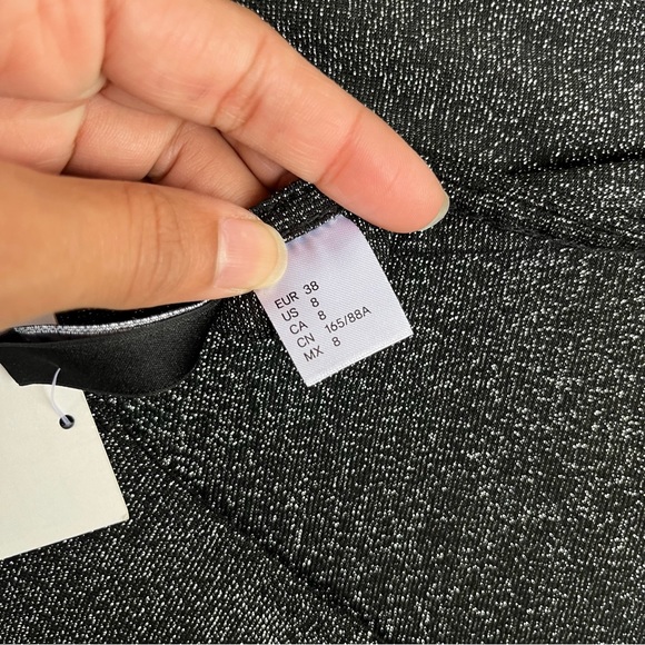NWOT H&M Black Shimmery Skater Dress - Picture 7 of 8